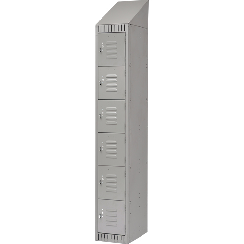 Lockers, 6 -tier, 12" x 18" x 82", Steel, Grey, Knocked Down Brunswick Fyr & Safety