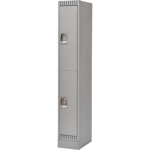 Assembled Lockers, 2 -tier, 12" x 18" x 72", Steel, Grey, Rivet (Assembled) Brunswick Fyr & Safety