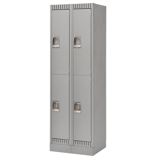 Assembled Lockers, 2 -tier, Bank of 2, 24" x 18" x 72", Steel, Grey, Rivet (Assembled) Brunswick Fyr & Safety