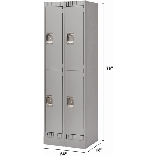 Casiers, 2 niveaux, Bloc de 2, 24" x 18" x 76", Acier, Gris, D&eacute;mont&eacute; Brunswick Fyr & Safety