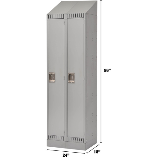 Lockers, Bank of 2, 24" x 18" x 86", Steel, Grey, Knocked Down Brunswick Fyr & Safety
