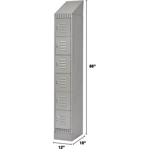 Lockers, 6 -tier, 12" x 18" x 86", Steel, Grey, Knocked Down Brunswick Fyr & Safety