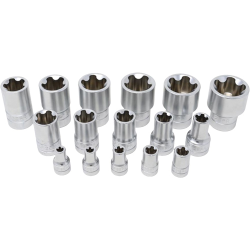 5-Point EPR Torx Socket Set, 16 Pieces, 1/4"/3/8"/1/2" Drive Size Brunswick Fyr & Safety