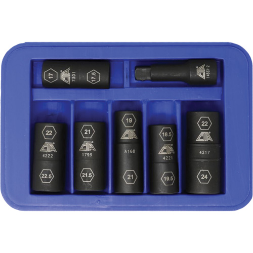 Half Metric Flip Socket Set, 7 Pcs, Impact, 1/2" Drive Size, Deep Brunswick Fyr & Safety