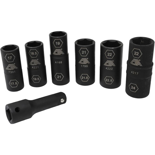 Half Metric Flip Socket Set, 7 Pcs, Impact, 1/2" Drive Size, Deep Brunswick Fyr & Safety