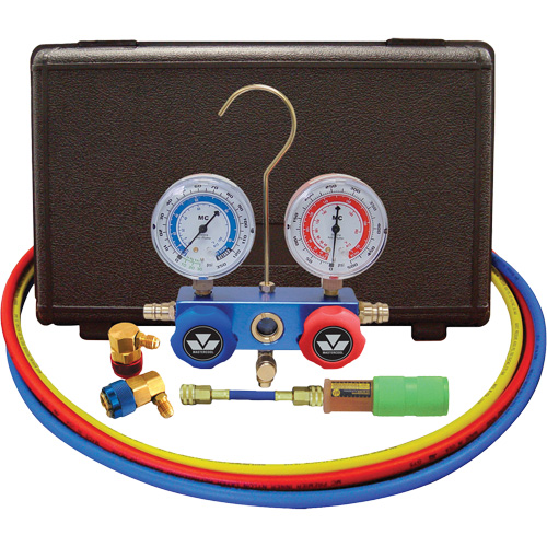 Automotive R134A 2-Way Manifold Gauge Set with Mini Dye Injector Brunswick Fyr & Safety