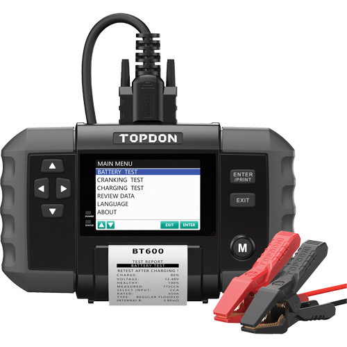 Testeur de batterie 12?V et de syst&egrave;mes 12?V/24?V BT600 avec imprimante int&eacute;gr&eacute;e Brunswick Fyr & Safety