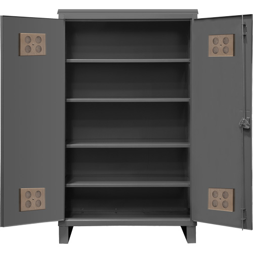 Armoire ext&eacute;rieure robuste, Acier, 4 Tablettes, 78" h x 60" la x 24" P, Gris Brunswick Fyr & Safety