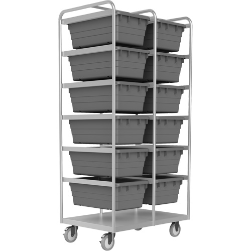 Mobile Tub Rack, Double-sided, 12 bins, 26" W x 36" D x 74" H Brunswick Fyr & Safety