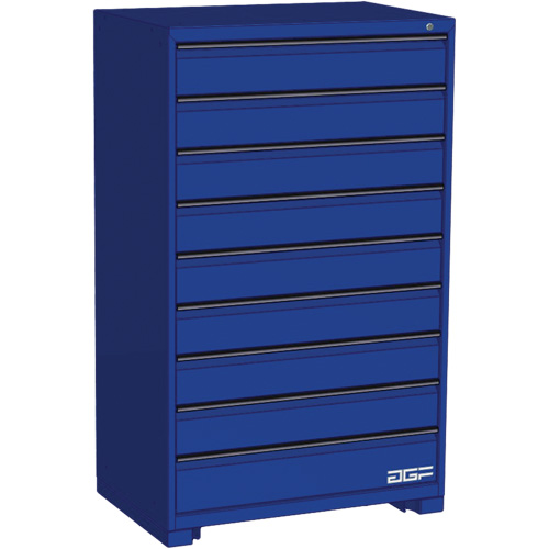 Armoire &agrave; tiroirs modulaire, 9 tiroirs, 36" la x 24" p x 60" h, Bleu Brunswick Fyr & Safety