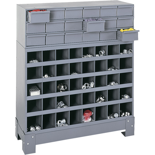 Unit&eacute; de stockage modulaire pour petites pi&egrave;ces, Acier, 18 tiroirs, 33-3/4" x 12-1/4" x 40-1/2", Gris Brunswick Fyr & Safety