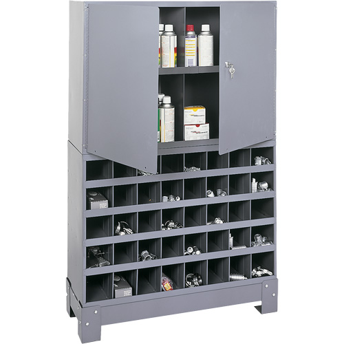 Modular Small Parts Storage Unit, Steel, 0 Drawers, 33-3/4" x 12-1/4" x 53-1/2", Grey Brunswick Fyr & Safety