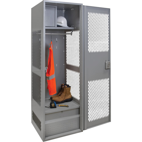 Gear Locker with Door, Steel, 24" W x 24" D x 72" H, Grey Brunswick Fyr & Safety