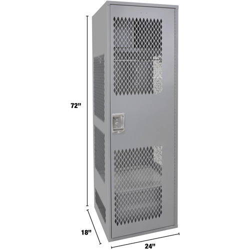 Gear Locker with Door, Steel, 24" W x 18" D x 72" H, Grey Brunswick Fyr & Safety