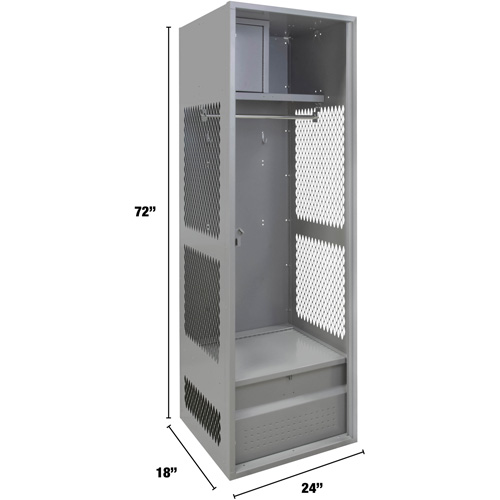 Gear Locker, Steel, 24" W x 18" D x 72" H, Grey Brunswick Fyr & Safety