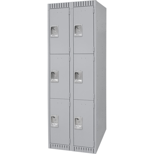 Casiers, 3 niveaux, Bloc de 2, 24" x 18" x 72", Acier, Gris, D&eacute;mont&eacute; Brunswick Fyr & Safety