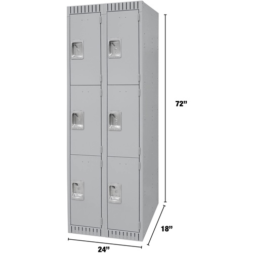Casiers, 3 niveaux, Bloc de 2, 24" x 18" x 72", Acier, Gris, D&eacute;mont&eacute; Brunswick Fyr & Safety