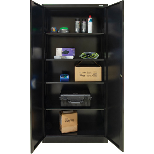 Hi-Boy Storage Cabinet, Steel, 4 Shelves, 72" H x 36" W x 18" D, Black Brunswick Fyr & Safety