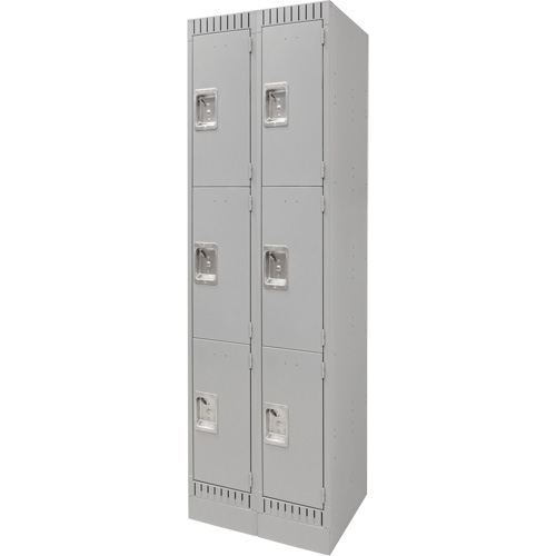 Casiers, 3 niveaux, Bloc de 2, 24" x 18" x 76", Acier, Gris, D&eacute;mont&eacute; Brunswick Fyr & Safety