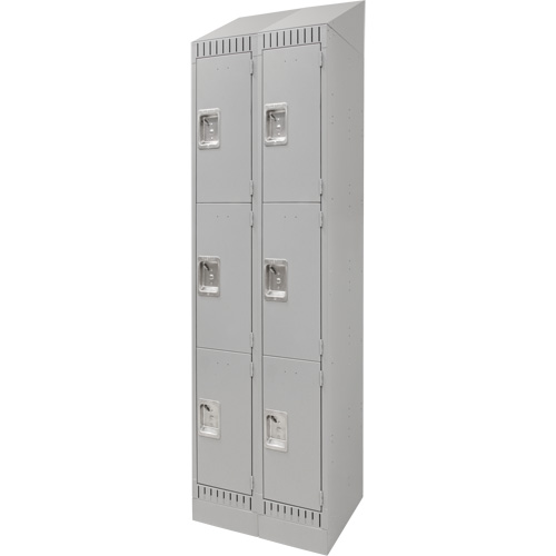 Lockers, 3 -tier, Bank of 2, 24" x 18" x 86", Steel, Grey, Knocked Down Brunswick Fyr & Safety