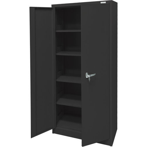 Armoire d'entreposage, Acier, 4 Tablettes, 66" h x 30" la x 15" P, Noir Brunswick Fyr & Safety