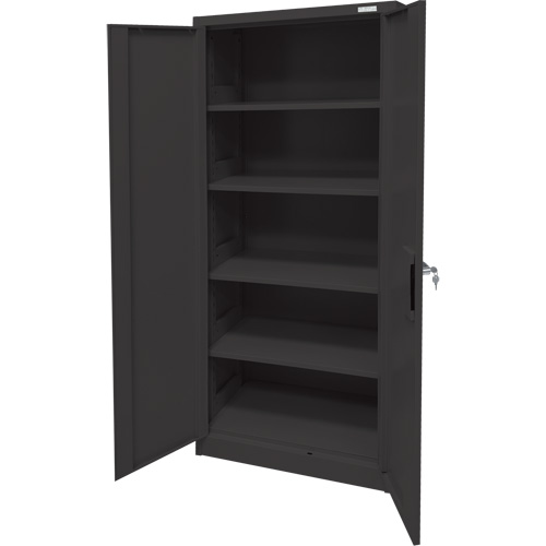Armoire d'entreposage, Acier, 4 Tablettes, 66" h x 30" la x 15" P, Noir Brunswick Fyr & Safety
