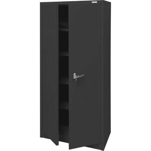 Armoire d'entreposage, Acier, 4 Tablettes, 66" h x 30" la x 15" P, Noir Brunswick Fyr & Safety
