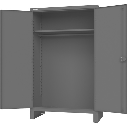 Armoire avec barre de suspension et portes encastr&eacute;es standards, Acier, 78" h x 48" la x 24" P, Gris Brunswick Fyr & Safety