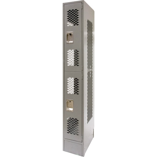 Vented Lockers, 2 -tier, 12" x 18" x 78", Steel, Grey, Knocked Down, Perforated Brunswick Fyr & Safety