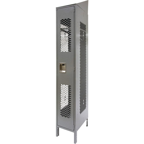 Vented Lockers, 12" x 18" x 88", Steel, Grey, Knocked Down, Perforated Brunswick Fyr & Safety