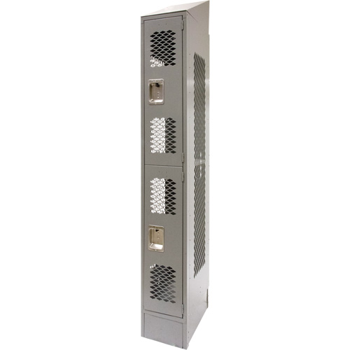 Vented Lockers, 2 -tier, 12" x 18" x 88", Steel, Grey, Knocked Down, Perforated Brunswick Fyr & Safety