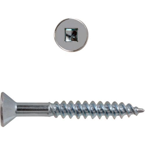 Flat Head Square Drive Wood Screws, #8 x 2-1/2" L, Zinc Plated Brunswick Fyr & Safety