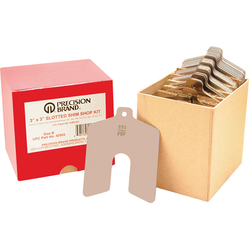 Assortiments de cales d'&eacute;paisseur &agrave; rainure, 3" lo x &eacute;paisseur 0,001"- 0,075", 3" la, Acier inoxydable Brunswick Fyr & Safety