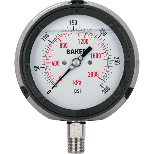 Pressure Gauge, 4-1/2" , 0-5000 psi/0-35,000 kPa, Bottom Mount, Liquid Filled Analogue Brunswick Fyr & Safety