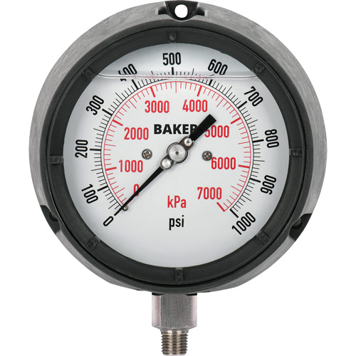 LF Series Pressure Gauge, 4-1/2" , 0-1000 psi, Bottom Mount, Analogue Brunswick Fyr & Safety