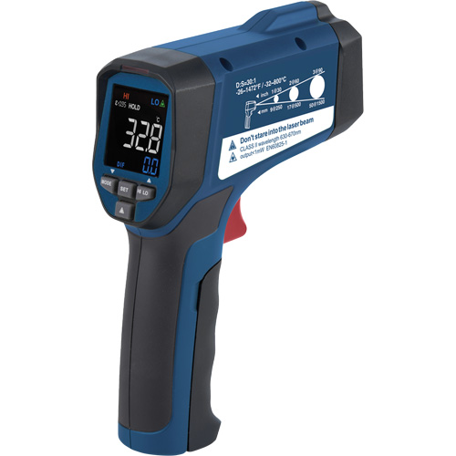 Professional Infrared Thermometer, -26 - 1472° F ( -32 - 800° C ), 30:1, Adjustable Emmissivity Brunswick Fyr & Safety