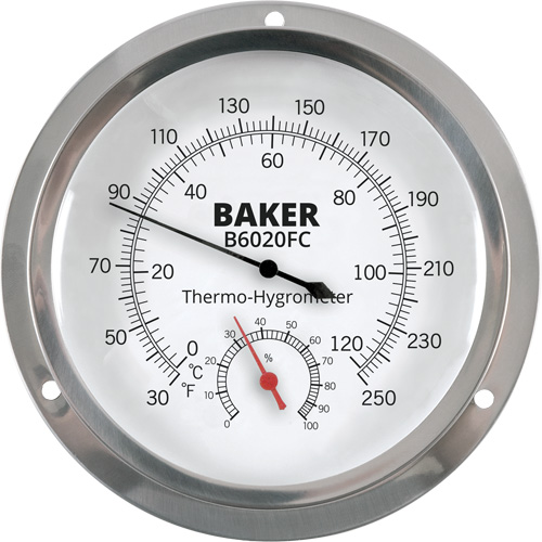 Dial Thermo-Hygrometer, 0% - 100% RH, 30 - 250°F (0 - 120°C) Brunswick Fyr & Safety
