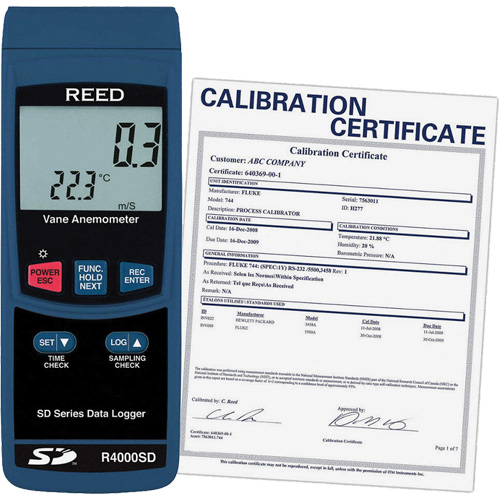 Thermo-Anemometer with Calibration Certificate, Data Logging, 0.4 - 30 m/sec Air Velocity Range Brunswick Fyr & Safety