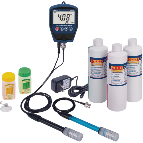 R3525 pH/mV Meter with ORP Electrode, pH/Conductivity Solutions & Power Adapter Kit Brunswick Fyr & Safety