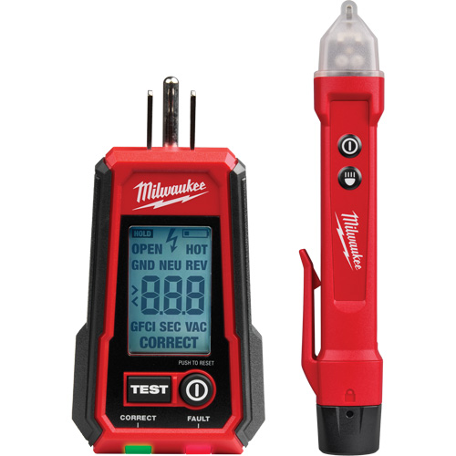 D&eacute;tecteur de tension avec DEL et testeur de prise DDFT, 50 V - 1000 V, Alerte Affichage & son Brunswick Fyr & Safety