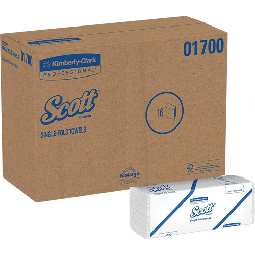 Essuie-mains Scott &agrave; pli simple, 1 pli, 10-1/2" lo x 9-3/10" la, 250 /pqt Brunswick Fyr & Safety