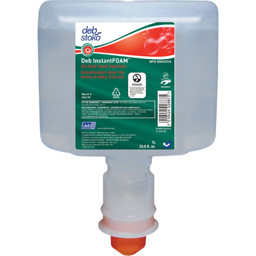 InstantFoam&reg; Sanitizer, 1000 ml, Cartridge Refill, 72% Alcohol Brunswick Fyr & Safety