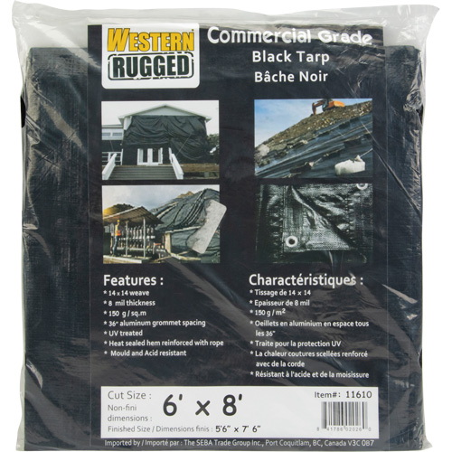 Tarp, Light Industrial Duty, Black, 6' x 8' x 8 mils Brunswick Fyr & Safety