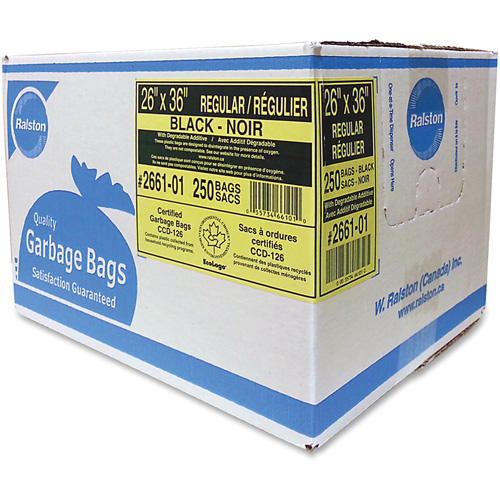 Industrial Garbage Bags, Regular, 36" W x 26" L, 0.65 mils, Black Brunswick Fyr & Safety