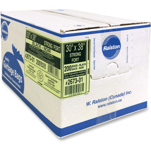 Industrial Garbage Bags, Strong, 38" W x 30" L, 0.85 mils, Black Brunswick Fyr & Safety