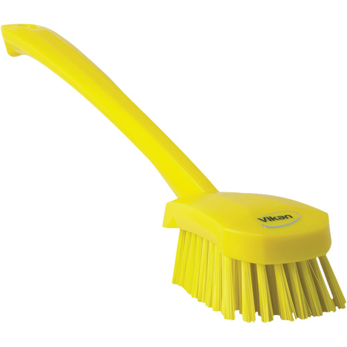 Long Handle Brush, Stiff Bristles, 16-3/10" Long, Yellow Brunswick Fyr & Safety