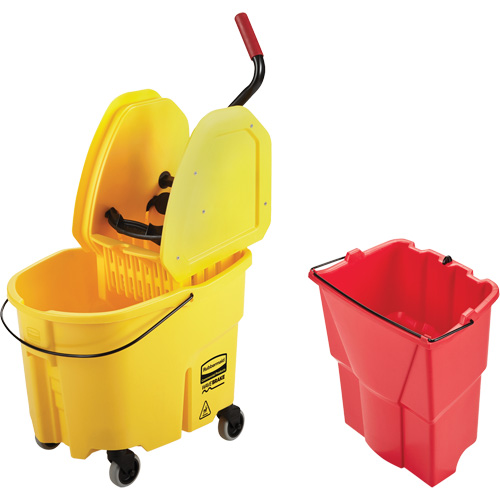 WaveBrake&reg; Mop Bucket & Wringer Combo Pack, Down Press, 8.75 US Gal.(35 Quart), Yellow Brunswick Fyr & Safety