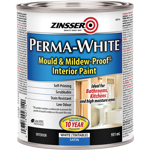 Perma-White&reg; Mold & Mildew-Proof Interior Paint, 931 ml, Can, White Brunswick Fyr & Safety