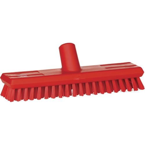 Water-Fed Deck Scrub Brush, X-Coarse Bristles, 10-3/4", Polyester, Red Brunswick Fyr & Safety