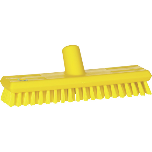 Water-Fed Deck Scrub Brush, X-Coarse Bristles, 10-3/4", Polyester, Yellow Brunswick Fyr & Safety